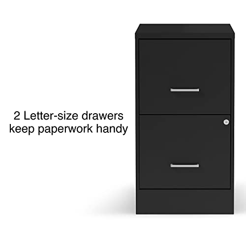 Staples 2806659 2-Drawer Vertical File Cabinet Locking Letter Black 22-Inch D (52153)