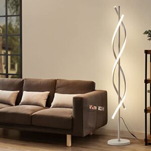 jtfany led floor lamps for living room,spiral modern floor lamp with remote control 60 inch dimmable white floor lamp 48w standing lamp with timer 3 color temperature corner floor lamp for bedroom