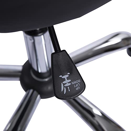 Naomi Home Adjustable Rolling Stool with Wheels Professional Office Stool Height Adjustable with Ergonomic Tilting Backrest for Computer, Studio, Workshop, Office, Home Office Black