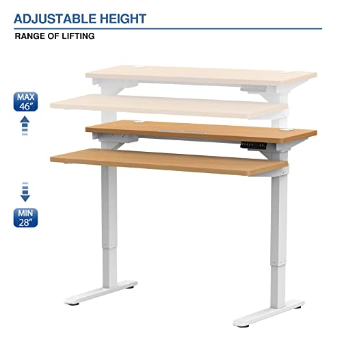 AIMEZO Split Top Electric Standing Desk Dual Motor Height Adjustable Desk Mobile Stand Up Workstation with Table Top (Birch Top+White Frame)