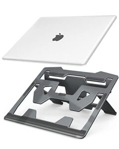 yhcfly laptop stand for desk aluminum notebook stand adjustable portable foldable computer stand with anti-slip laptop riser compatible with macbook, ipad and all 10-15.6″ laptops