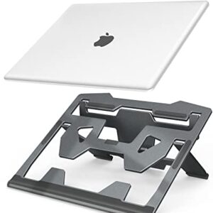 YHCFLY Laptop Stand for Desk Aluminum Notebook Stand Adjustable Portable Foldable Computer Stand with Anti-Slip Laptop Riser Compatible with MacBook, iPad and All 10-15.6" Laptops
