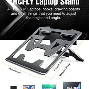 YHCFLY Laptop Stand for Desk Aluminum Notebook Stand Adjustable Portable Foldable Computer Stand with Anti-Slip Laptop Riser Compatible with MacBook, iPad and All 10-15.6" Laptops