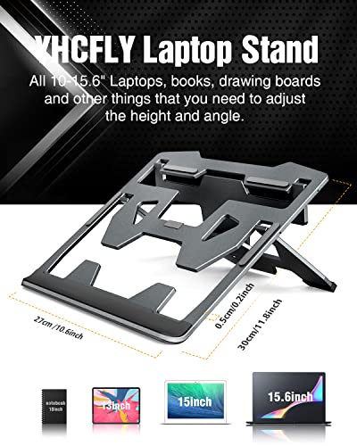 YHCFLY Laptop Stand for Desk Aluminum Notebook Stand Adjustable Portable Foldable Computer Stand with Anti-Slip Laptop Riser Compatible with MacBook, iPad and All 10-15.6" Laptops