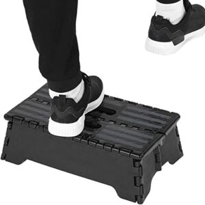 foldable step stool,portable sturdy black plastic non-slip step ladder support elderly pregnant and kids for kitchen bathroom toilet car travel