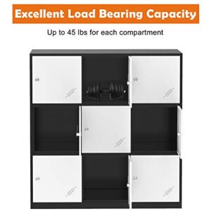 Bonnlo Office Storage Lockers, Metal Locker Storage Cabinet with Doors, Individualized Lockers with 9 Ventilated Doors for Public or Temporary Storage Space, Dorm, Garage, Gym, Locker Room