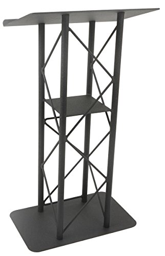 Displays2go 25" Black Truss Podium for Floor with Interior Shelf, Aluminum & Steel (LCT4PSTPBK)