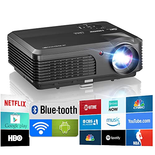 [-$151] 1080P Projector with WiFi Bluetooth, HD Outdoor Movie Projector Android OS 7500Lm Home Theater Support 4D Keystone/Zoom/200” Display Compatible with Phone/PC/Fire Stick/DVD/PS5/HDMI/USB