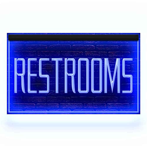 120015 Toilet Restrooms Washroom Lounge Bathroom For Restaurant Cafe Shop Mall Bar Display LED Light Neon Sign (12" X 8", Blue)