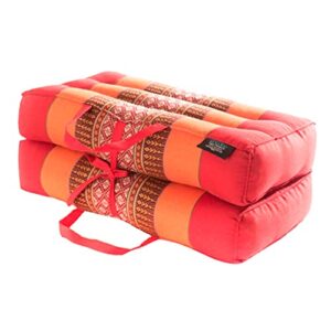 zafuko foldable cushion – cherry/peach – organic kapok filling, use folded and unfolded for meditation, soft yoga prop, portable cushion