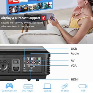 1080P Home WiFi Projector 7500Lumen, HDMI Android TV Projectors Bluetooth Wireless Smartphone Projectors for iOS Android Smart Phone/PC/Laptop/DVD/TV Stick/USB/VGA