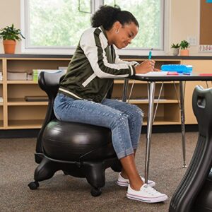 Champion Sports Exercise Ball Chair: FitPro Balance Ball Chair with Wheels and Back Support for Home or Office Use - Includes Hand Pump - Black
