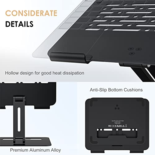 Minthouz Laptop Stand for Desk, Ergonomic Laptop Riser,Height & Angle Adjustable Computer Stand, Foldable Laptop Holder Compatible with MacBook Air Pro Dell XPS Lenovo HP More 10"-17" Laptops