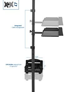 VIVO Mobile Computer Cart, Rolling Stand, Adjustable Monitor Mount with 32 inch Case Holder and Keyboard Tray, Moving Workstation, Black, CART-PC02T