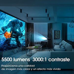 Mini Projector, Iolieo 2022 Upgraded HD Home Projectors, 240'' Display 100000 Hours LED Life, Dual Speakers Portable Projector, Compatible with USB, HDMI, VGA, AV, Laptop,Smartphone