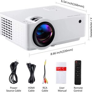 Mini Projector, 7500 Lux 210" Projector 1080P Supported Display with 52000 Hrs Portable LED Movie Projector Compatible with Phone Computer Laptop USB HDMI VGA-Home Office Outdoor Entertainment