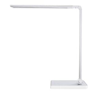 phive dimmable led desk lamp with fast charging usb port, touch control, 8-level dimmer / 4 lighting modes, aluminum body, eye-care led, table lamp for bedroom/reading/study (silver)