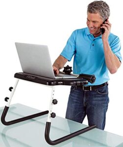 fitdesk table top standing desk with massage rollers and forearm supports – soft grip surface tablet holder – no scratch grip legs – height adjustable range from 11″ to 20″