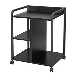 bertha burney printer stand, 3-tier printer cart with storage, mobile rolling printer table with wheels, printer cart with machine computer tower stand for home office