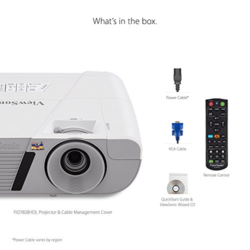 ViewSonic 3200 Lumens Full HD 1080p Shorter Throw Home Theater Projector with 3D DLP and HDMI, Stream Netflix with Dongle (PJD7828HDL)