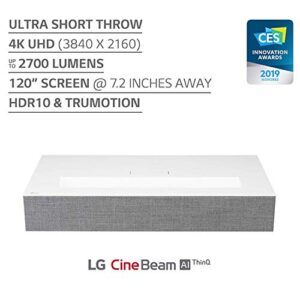 LG HU85LA Ultra Short Throw 4K UHD Laser Smart Home Theater Cinebeam Projector with Alexa Built-in, LG Thinq AI, The Google Assistant and LG webOS Lite Smart TV (Renewed)