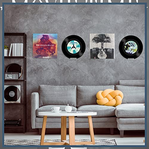 Juexica 6 Pieces Vinyl Record Wall Mount Clear Vinyl Record Shelf Vinyl Acrylic Album Record Holder Record Display Rack for Records Collector to Display Your Favorite LP Records in Style