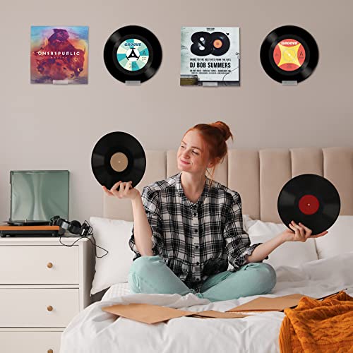 Juexica 6 Pieces Vinyl Record Wall Mount Clear Vinyl Record Shelf Vinyl Acrylic Album Record Holder Record Display Rack for Records Collector to Display Your Favorite LP Records in Style