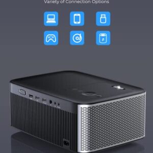 Projector with WiFi and Bluetooth, TURBOAMP 5G Native 1080P Movie Projector, 4K Supported, 300 ANSI Lumen 200" Display Home Movie Theater Projector, Compatible w/TV Stick/Phone/PC/PS5