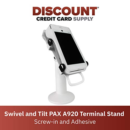 Discount Credit Card Supply DCCStands Swivel and Tilt Pax A920 / A920 Pro Terminal Stand, Screw-in and Adhesive (White)