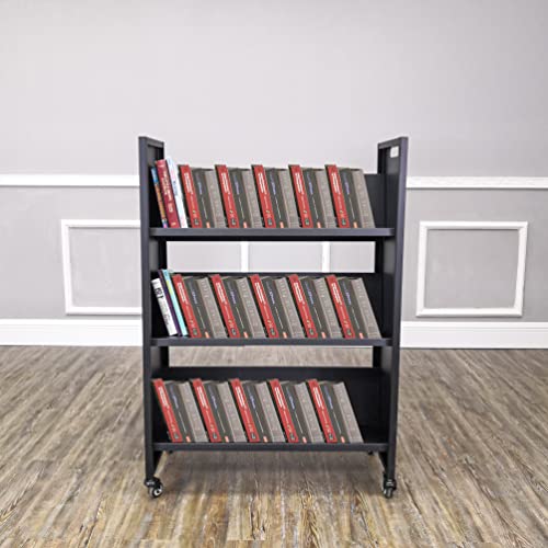 FixtureDisplays® Metal Book Cart Rooling Book Truck Library Book Cart Wheels Pew Cart Book Trolley 11241-L-NF