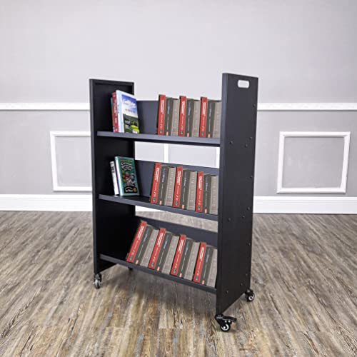 FixtureDisplays® Metal Book Cart Rooling Book Truck Library Book Cart Wheels Pew Cart Book Trolley 11241-L-NF