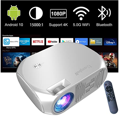 RamboN Native 1080P Full HD 4K Supported Movie 5G WiFi Projector, , 9500L Smart Projector,Support 4D Keystone Correction, Zoom, PPT