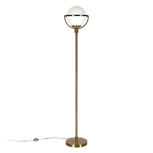 Cieonna Globe & Stem Floor Lamp with Glass Shade in Brass/White