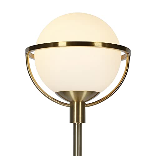 Cieonna Globe & Stem Floor Lamp with Glass Shade in Brass/White