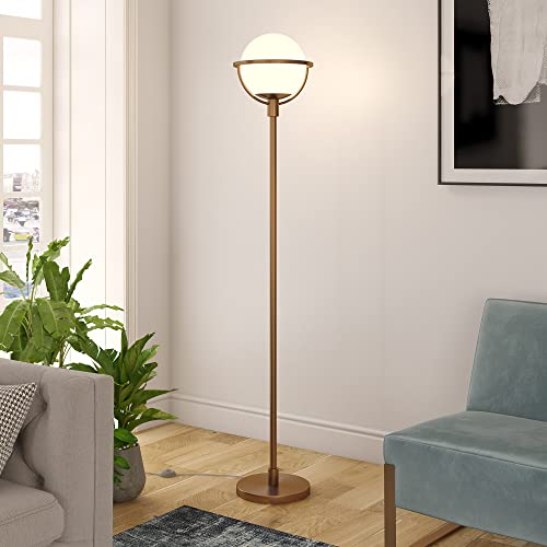 Cieonna Globe & Stem Floor Lamp with Glass Shade in Brass/White