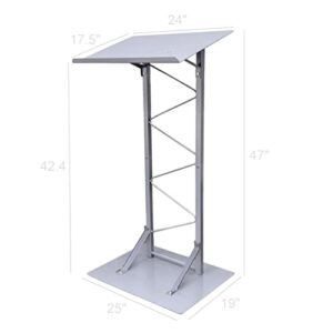 FixtureDisplays® 25" Single Truss Podium for Floor, Steel - Silver 19627 19627