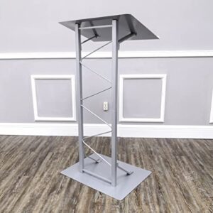 FixtureDisplays® 25" Single Truss Podium for Floor, Steel - Silver 19627 19627