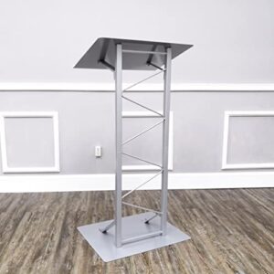 FixtureDisplays® 25" Single Truss Podium for Floor, Steel - Silver 19627 19627