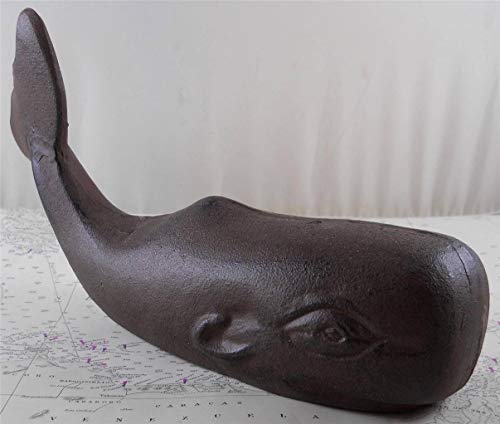 Large Cast Iron Whale Figure - Nautical Whale Doorstop