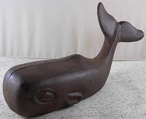 Large Cast Iron Whale Figure - Nautical Whale Doorstop