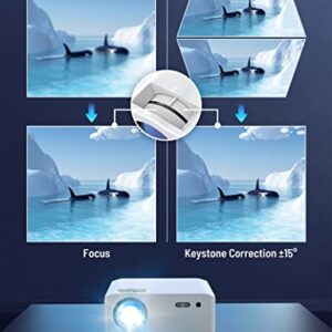 Projector with WiFi, Native 1080P Portable Outdoor Projector 4K Supported, 400 ANSI PARIS RHÔNE Movie Mini HD Projector for Home, 220” 12000L Built-in Speaker, Compatible with TV Stick/iOS/Android/PS5