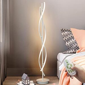 aooliwang 61inch height; 60w dna spiral led floor lights;art interior decoration home nordic floor lamp standing lamp for living room lighting ; 3color remote control dimming (white)