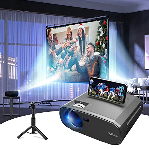 WEWATCH V50 5G WiFi Projector 1080P with Blutooth (Gray), PS101 Adjustable Height Table Projector Tripod Stand