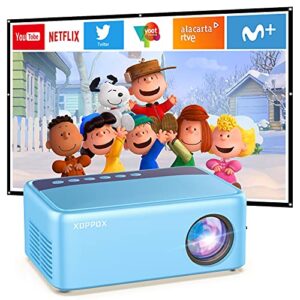 mini video projector for cartoon, portable outdoor movie projector for kids gifts, xoppox small home theater projector for phone with hdmi usb av interfaces