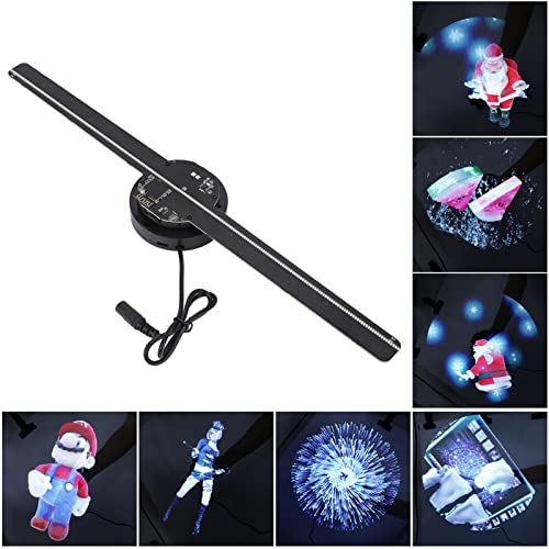 16.5in 3D Hologram Fan Advertising Display, Holographic 3D Photos Videos, WiFi/APP, HD Naked Eye 3D Display LED Fan, 16GB 2 Leaves 224 LEDs, 3D Holographic Fan Projector for Store Bar Holiday(US)