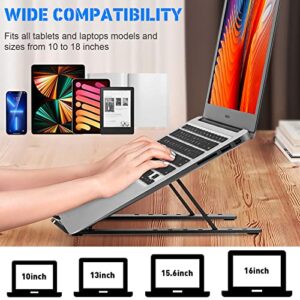 Welan Laptop Stand, MacBook Stand Adjustable Laptop Stand for Desk Portable Computer Stand Aluminum Laptop Holder Ergonomic Cooling Stand Compatible with MacBook Pro Air HP Lenovo Dell 10-18" Black