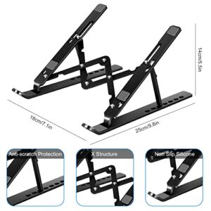 Welan Laptop Stand, MacBook Stand Adjustable Laptop Stand for Desk Portable Computer Stand Aluminum Laptop Holder Ergonomic Cooling Stand Compatible with MacBook Pro Air HP Lenovo Dell 10-18" Black