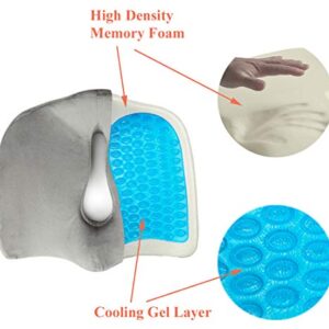 Tektrum Orthopedic Cool Gel Enhanced Seat Cushion, Gel Memory Foam Coccyx Cushion for Back Pain, Sciatica, Tailbone, Prostate, Sitting Long Hours - Office, Home, Car, Plane, Wheelchair (TD-02NJ-GREY)