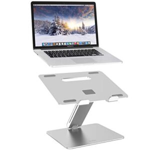 procase adjustable laptop stand, ergonomic aluminum laptop holder, portable laptop riser notebook computer stand for macbook pro/air surface dell lenovo laptops up to 15.6-inch – silver