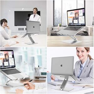 ProCase Adjustable Laptop Stand, Ergonomic Aluminum Laptop Holder, Portable Laptop Riser Notebook Computer Stand for MacBook Pro/Air Surface Dell Lenovo Laptops up to 15.6-Inch - Silver